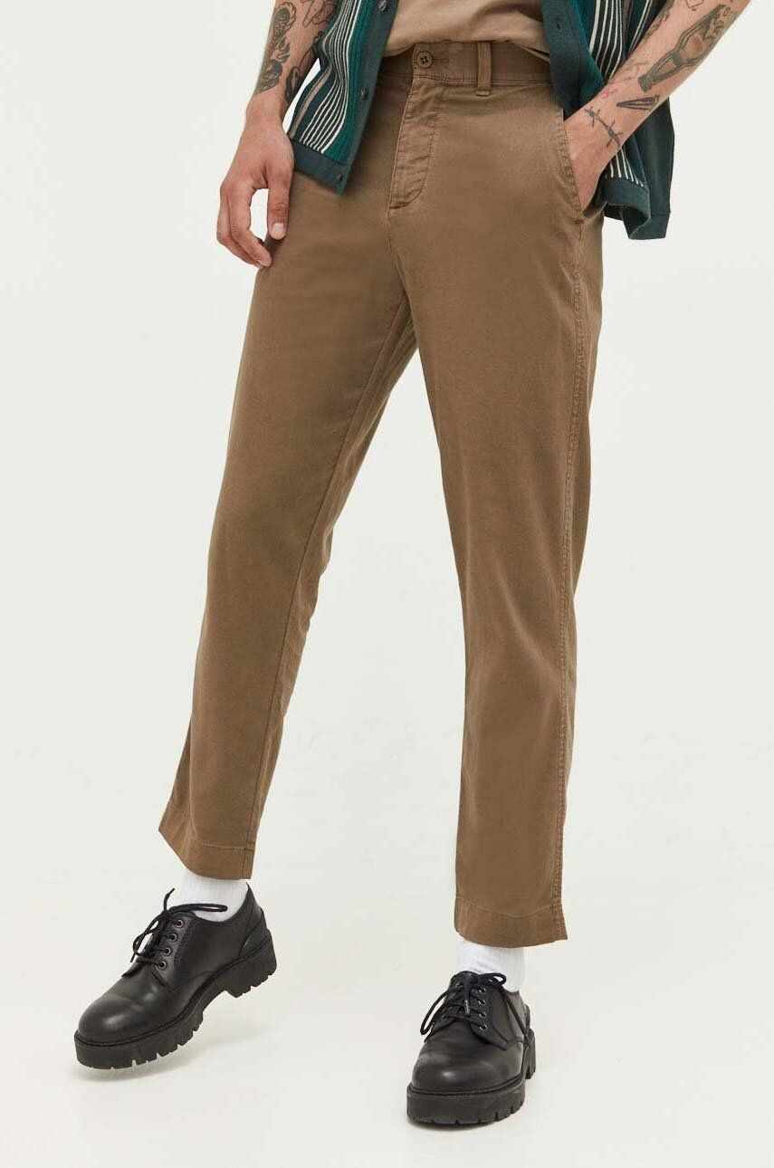 Abercrombie & Fitch pantaloni din amestec de in culoarea maro, drept