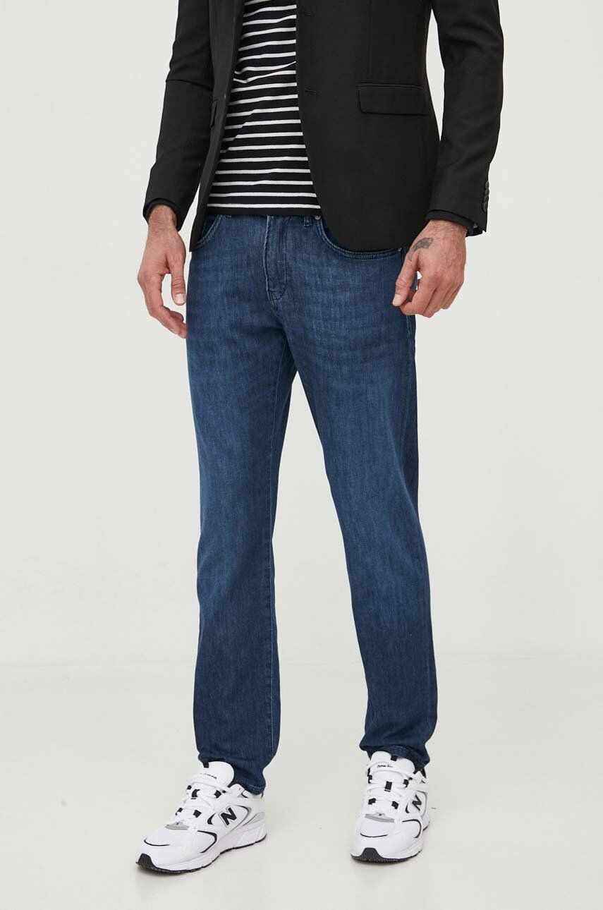 BOSS jeansi Delaware barbati, culoarea albastru marin