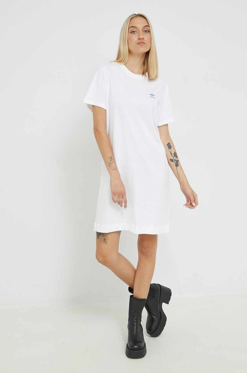 adidas Originals rochie din bumbac culoarea alb, mini, drept