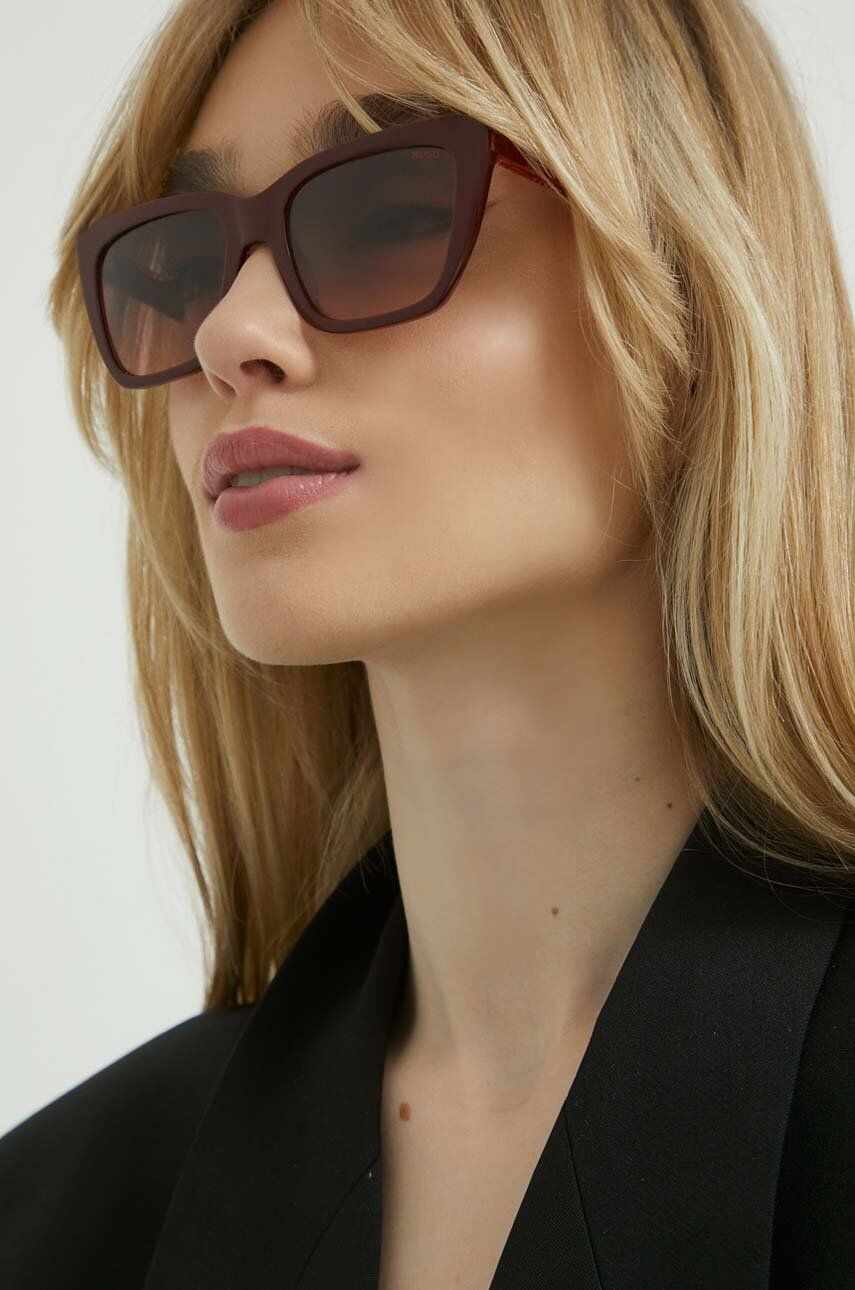 HUGO ochelari de soare femei, culoarea maro