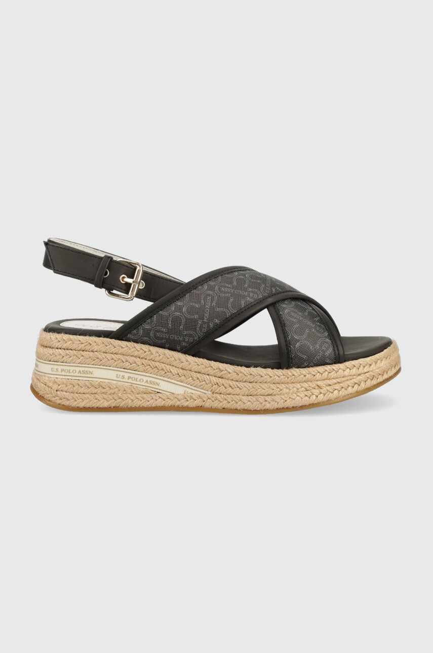 U.S. Polo Assn. sandale GLORY femei, culoarea maro, toc pana, GLORY005D