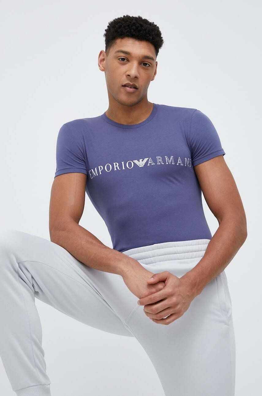 Emporio Armani Underwear tricou lounge culoarea albastru marin, modelator