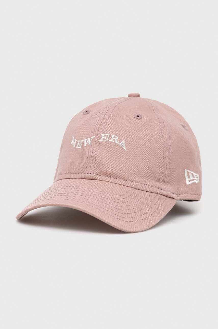 New Era șapcă de baseball din bumbac culoarea roz, cu imprimeu