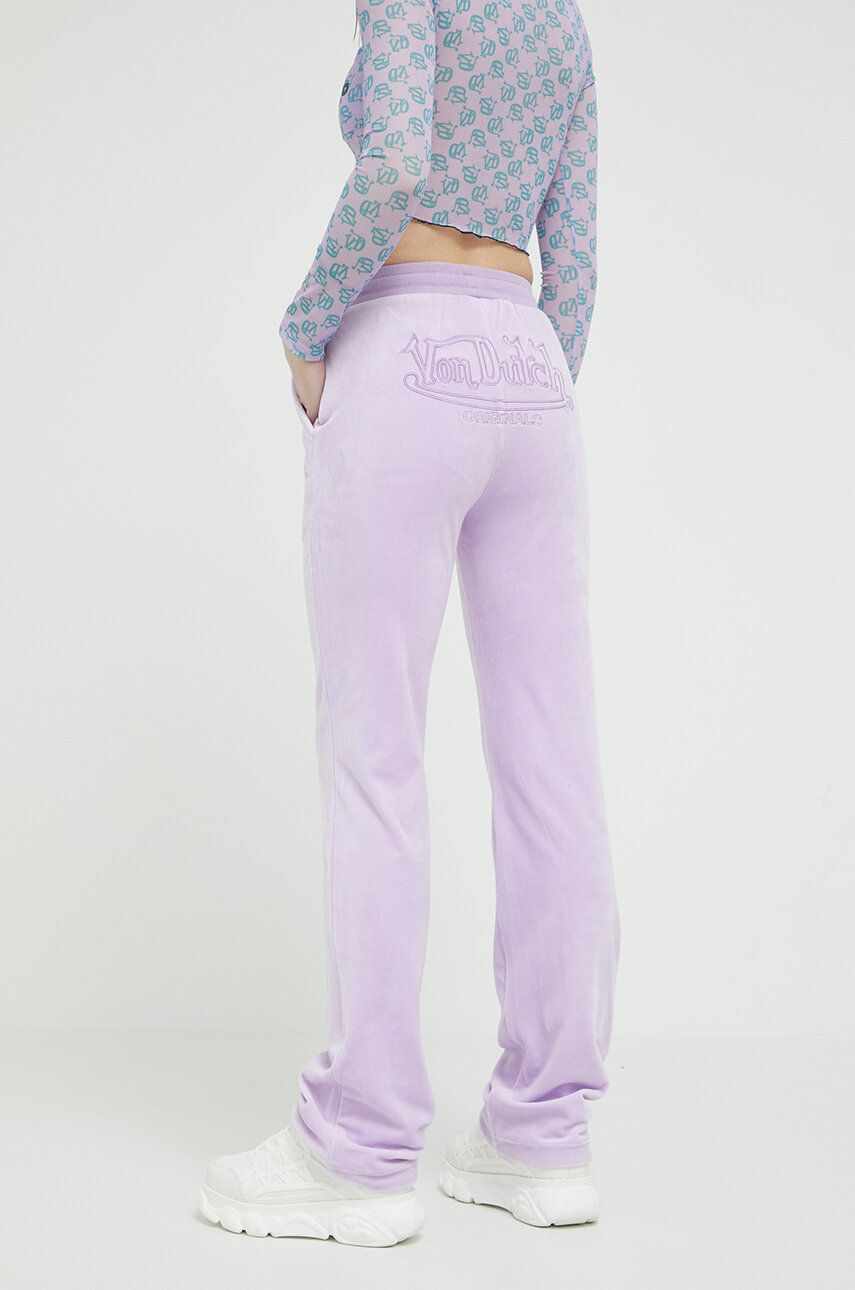 Von Dutch pantaloni de trening culoarea violet, cu imprimeu