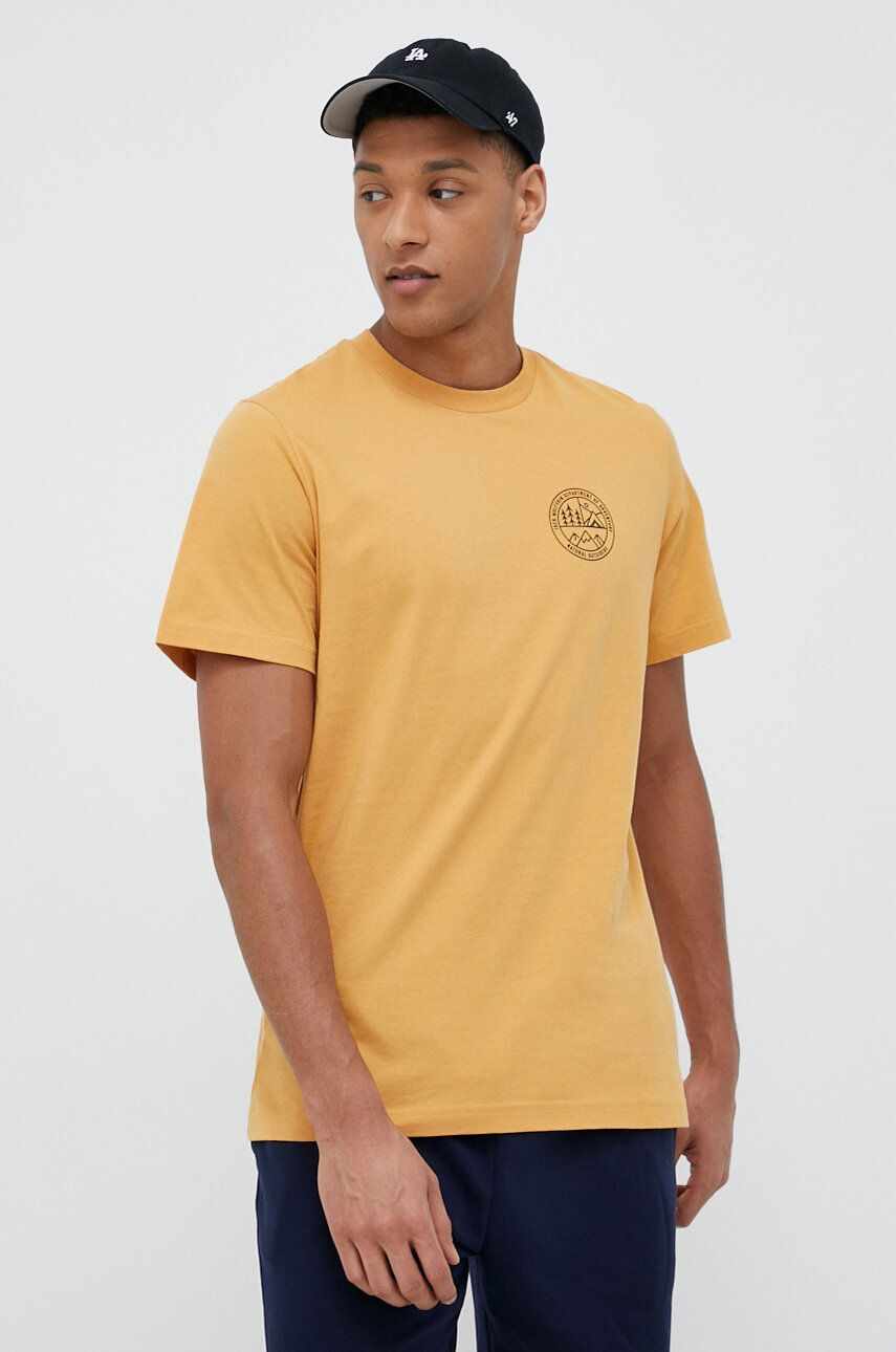 Jack Wolfskin tricou din bumbac 10 culoarea galben, cu imprimeu