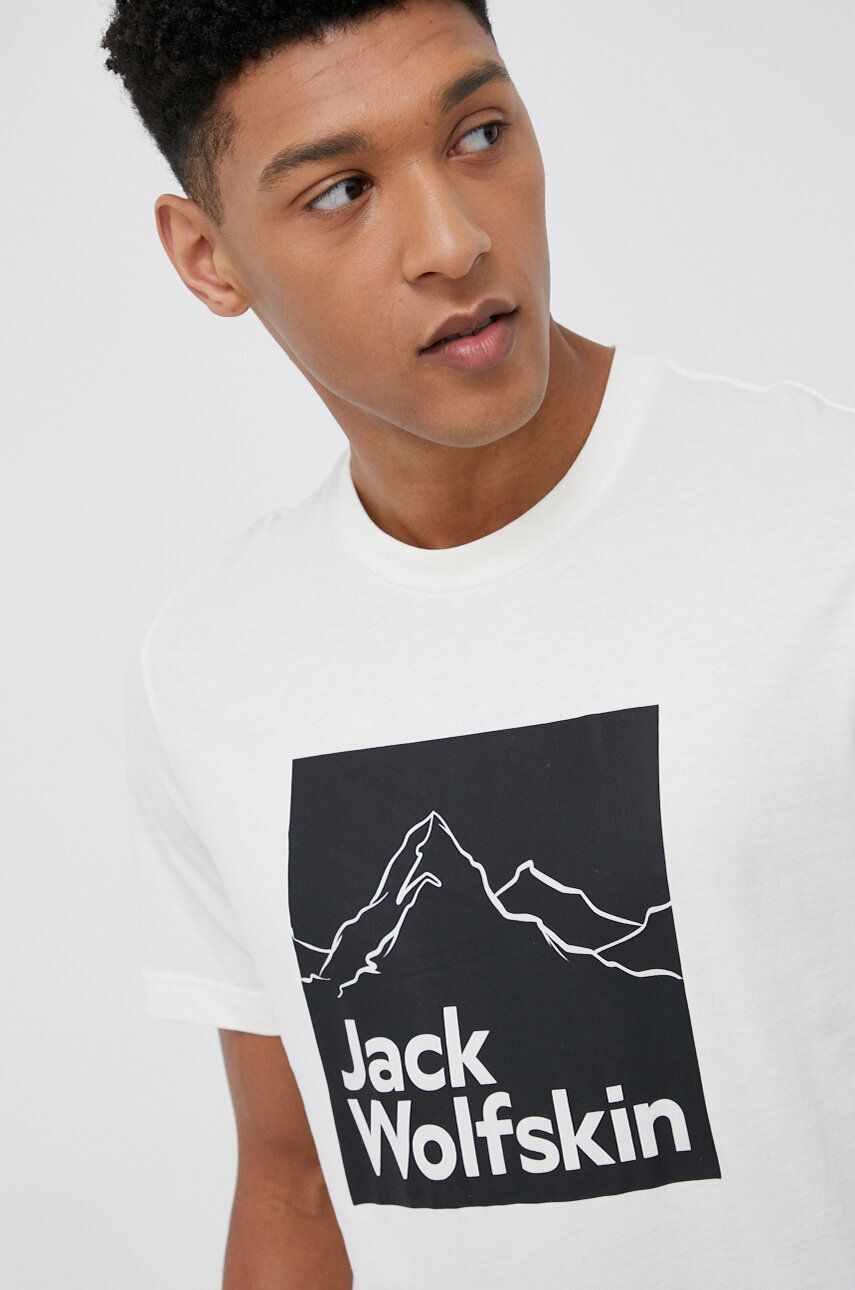 Jack Wolfskin tricou din bumbac culoarea bej, modelator