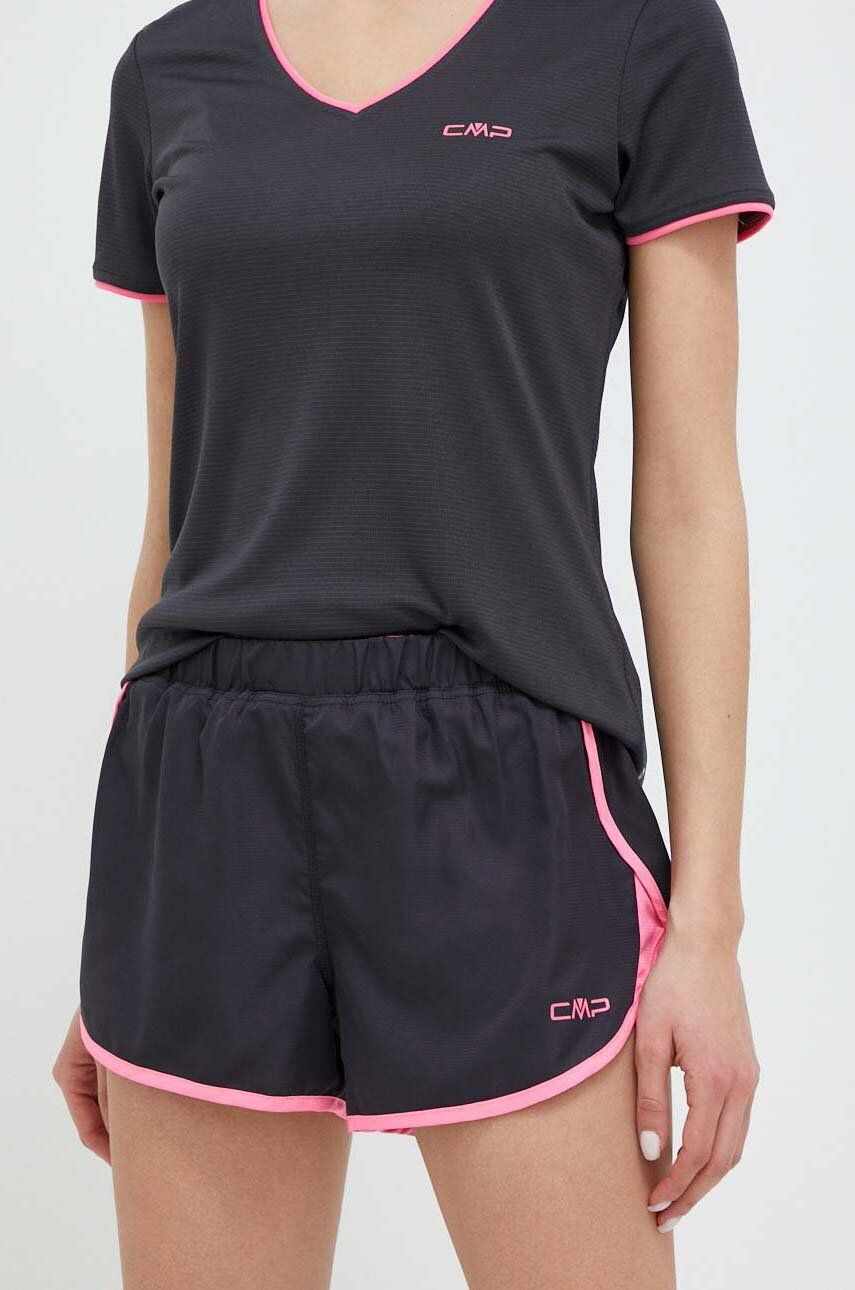 CMP pantaloni scurti sport Unlimitech femei, culoarea gri, cu imprimeu, medium waist