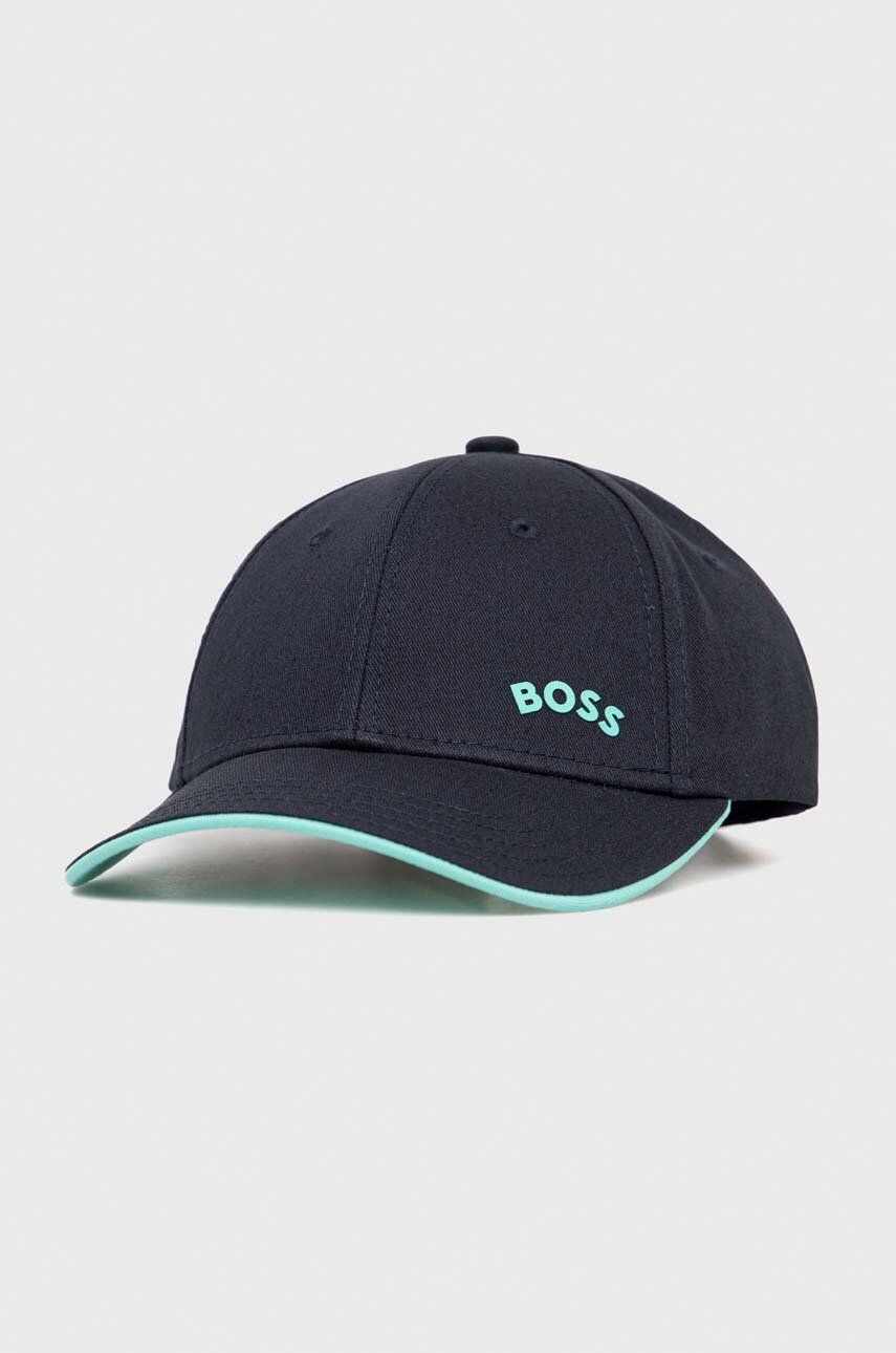 BOSS șapcă de baseball din bumbac BOSS GREEN culoarea albastru marin, cu imprimeu