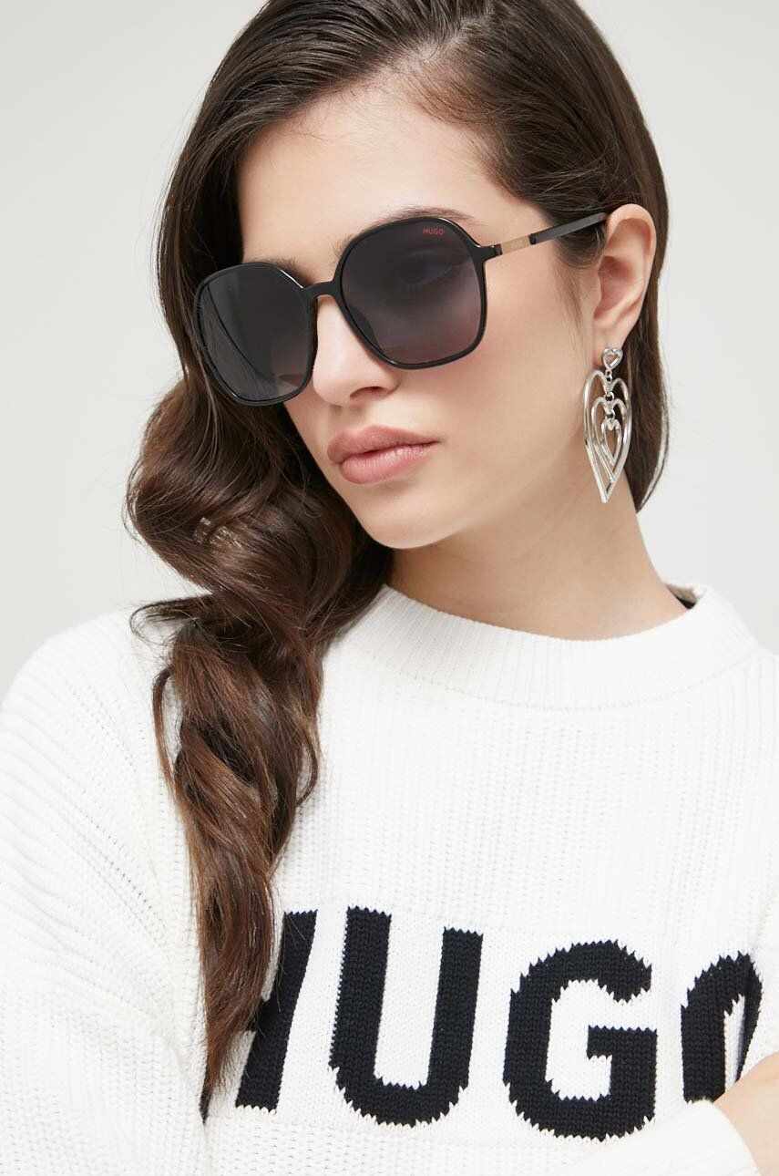 HUGO ochelari de soare femei, culoarea negru