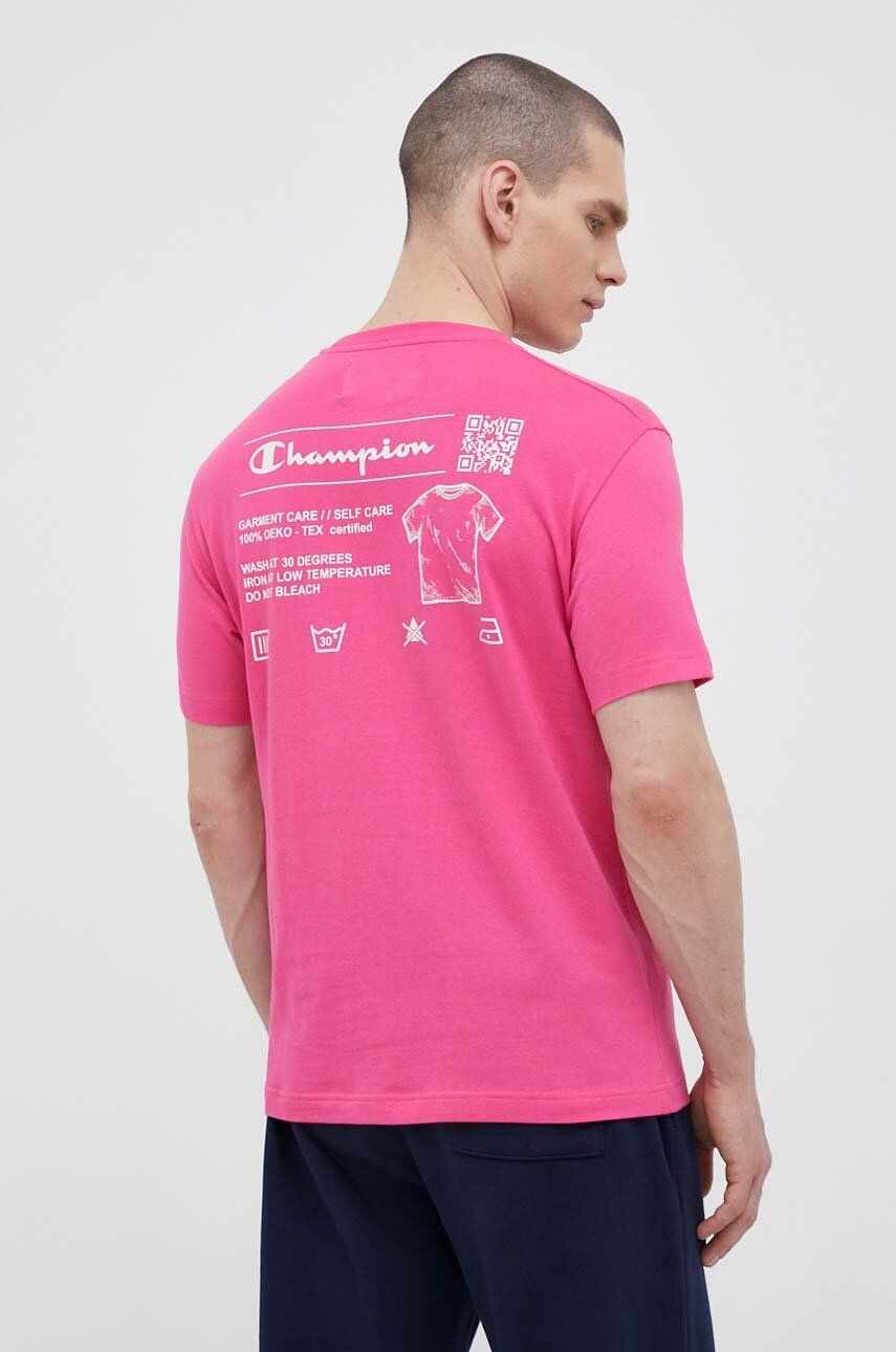 Champion tricou din bumbac culoarea roz, neted