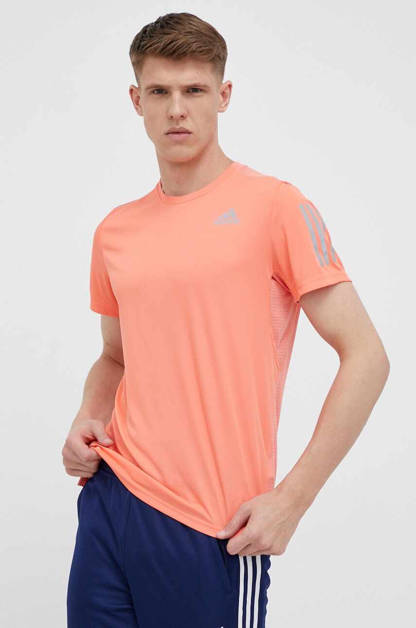 adidas Performance tricou de alergare Own The Run culoarea portocaliu, cu imprimeu