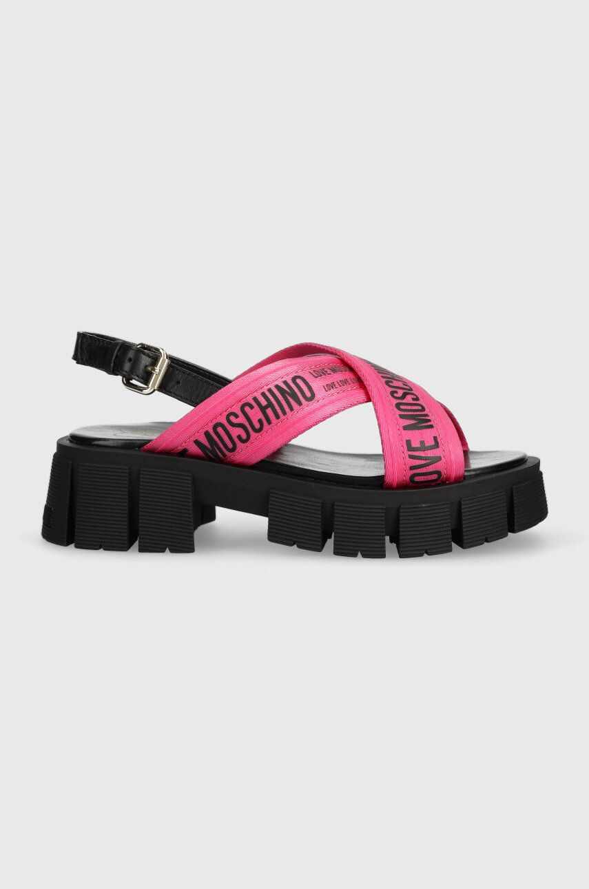 Love Moschino sandale femei, culoarea roz, cu platforma, JA16186G0GIX261A