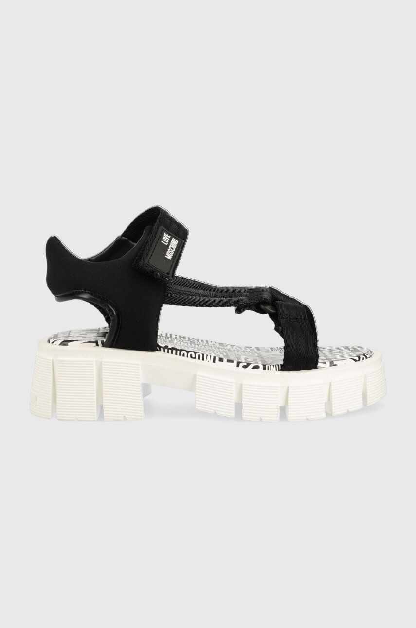 Love Moschino sandale femei, culoarea negru, cu platforma, JA16216G0GIX300A