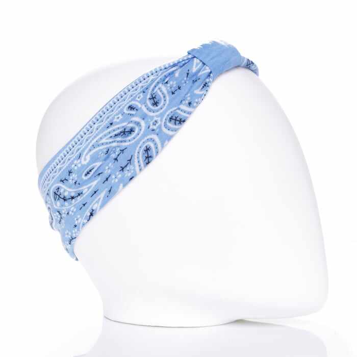 Bentita par elastica cu imprimeu alb pe fond bleu