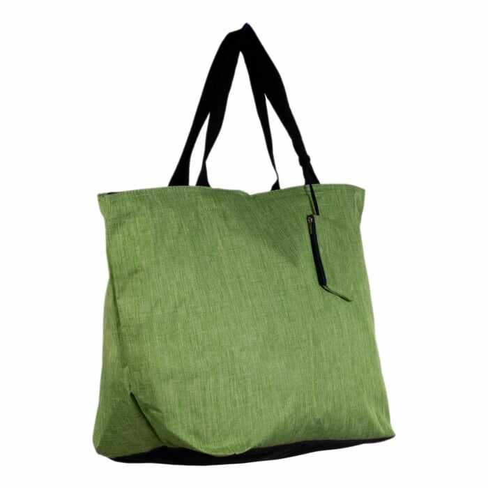 Geanta shopper multifunctionala medie din material textil panzat, verde deschis