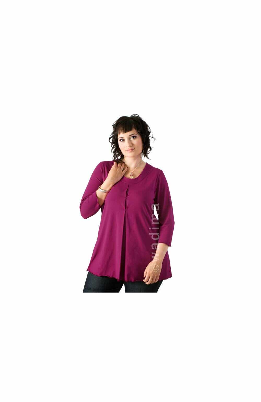 Bluza dama din vascoza, marimi mari, Wadima 103-346 amarant