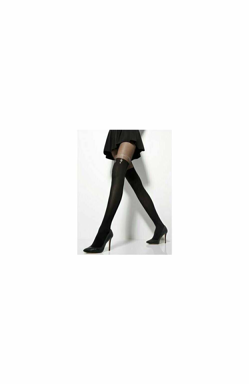 Ciorapi cu model - Marilyn Zazu Chain, 60 DEN - negru
