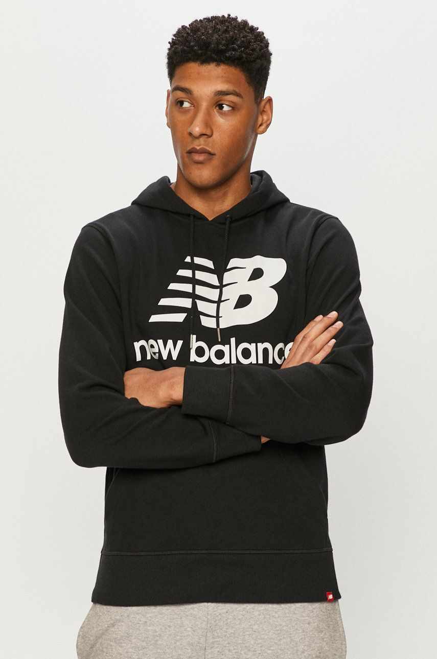 New Balance Bluză MT03558BK bărbați, culoarea negru, cu imprimeu MT03558BK-001