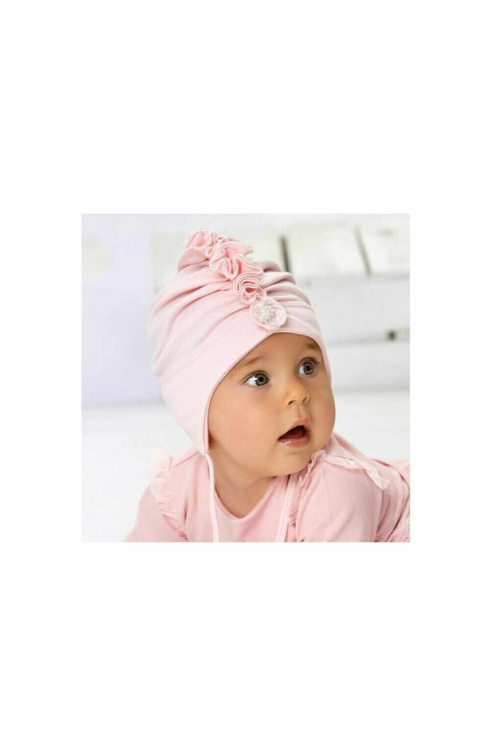 Caciula bumbac pentru fetite 6-18 luni - AJS 44-035 roz