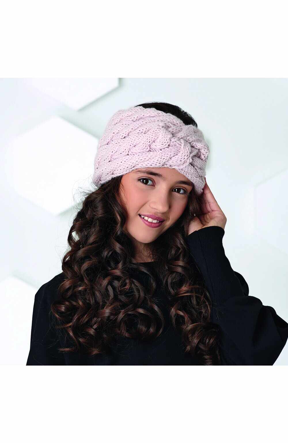 Bentita tricotata pentru fete 7-12 ani - AJS 44-539 roz