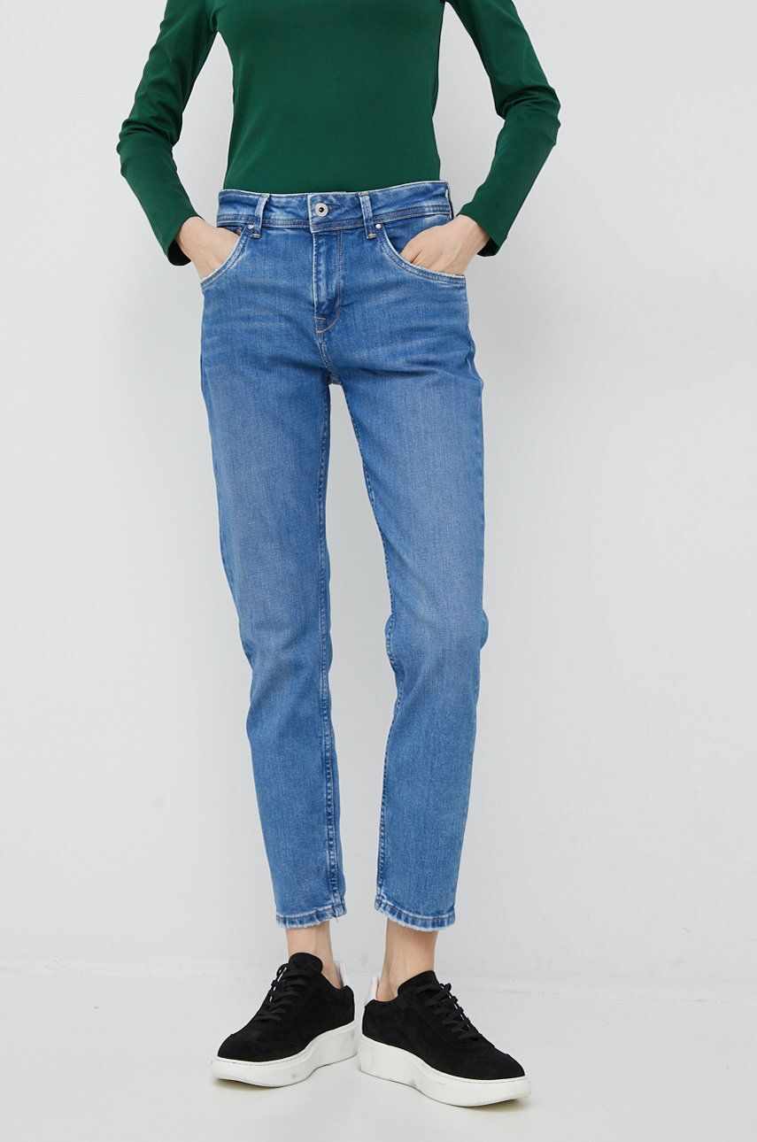 Pepe Jeans jeansi Violet femei high waist