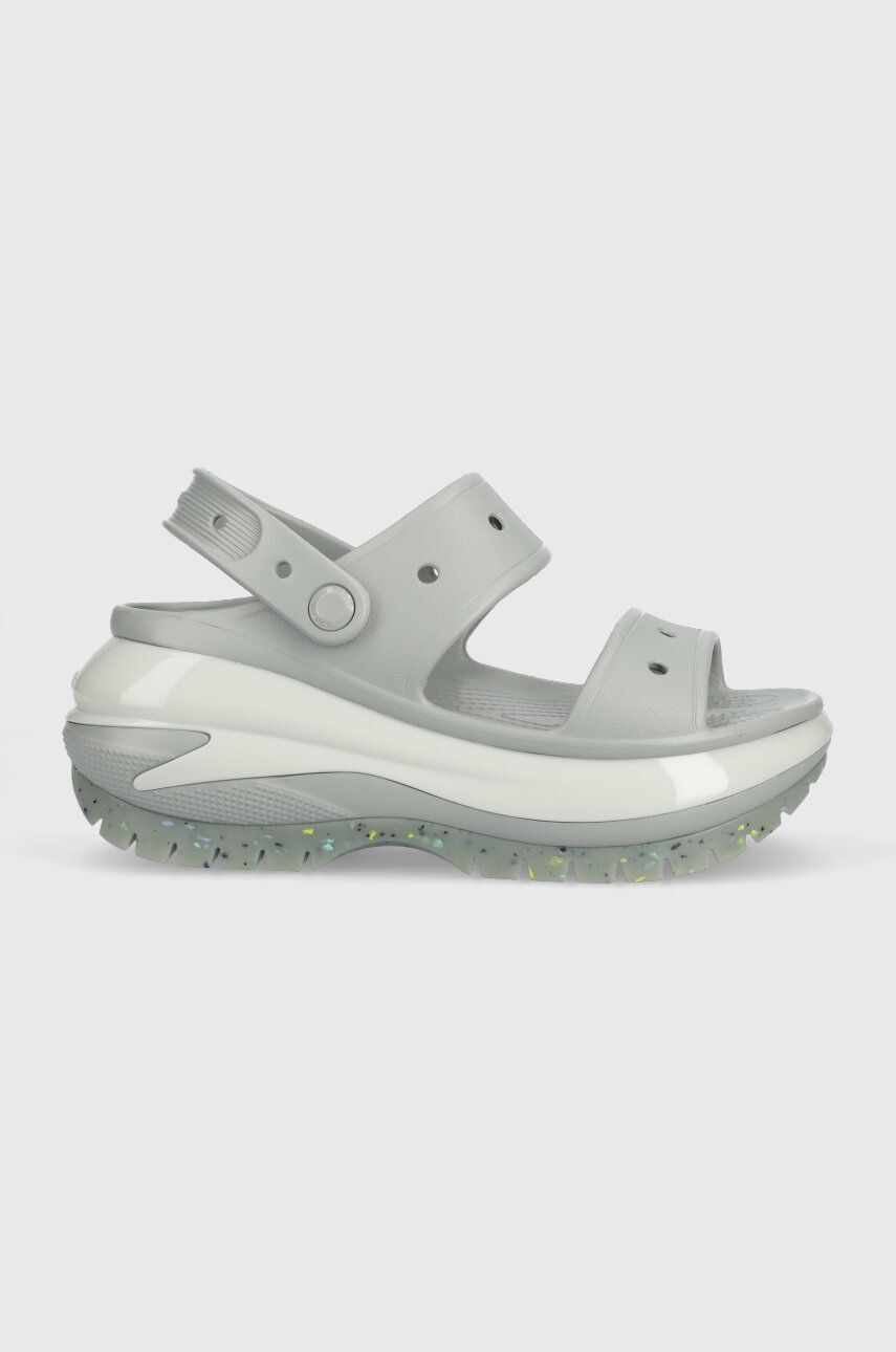 Crocs papuci Classic Mega Crush Sandal femei, culoarea gri, cu platforma, 207989 207989.007-007