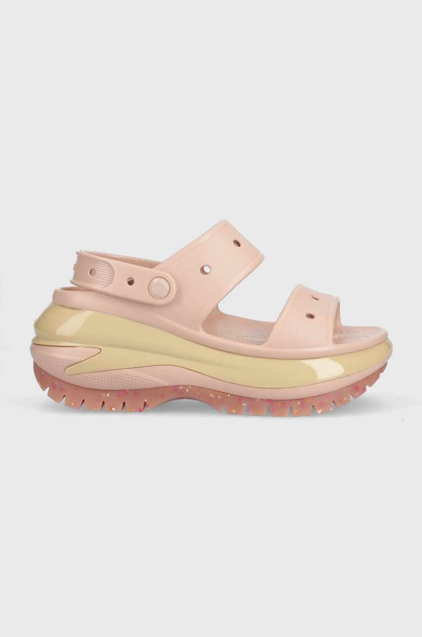 Crocs papuci Classic Mega Crush Sandal femei, culoarea roz, cu platforma, 207989 207989.6TY-6TY