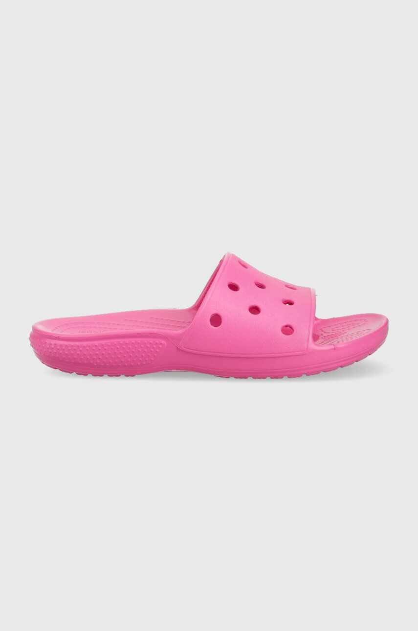 Crocs papuci Classic Slide femei, culoarea roz 206121.6UB-6UB