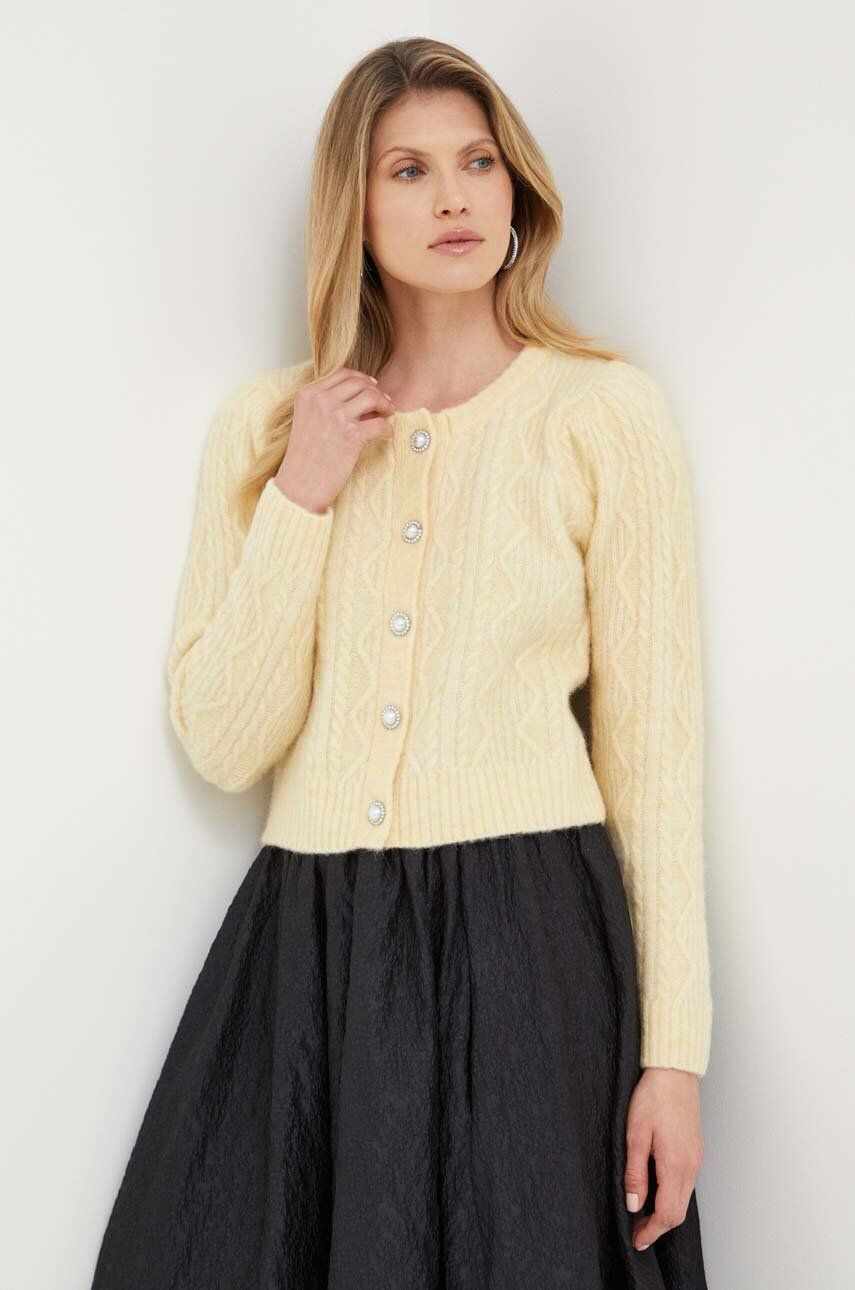 Custommade cardigan din lana culoarea galben
