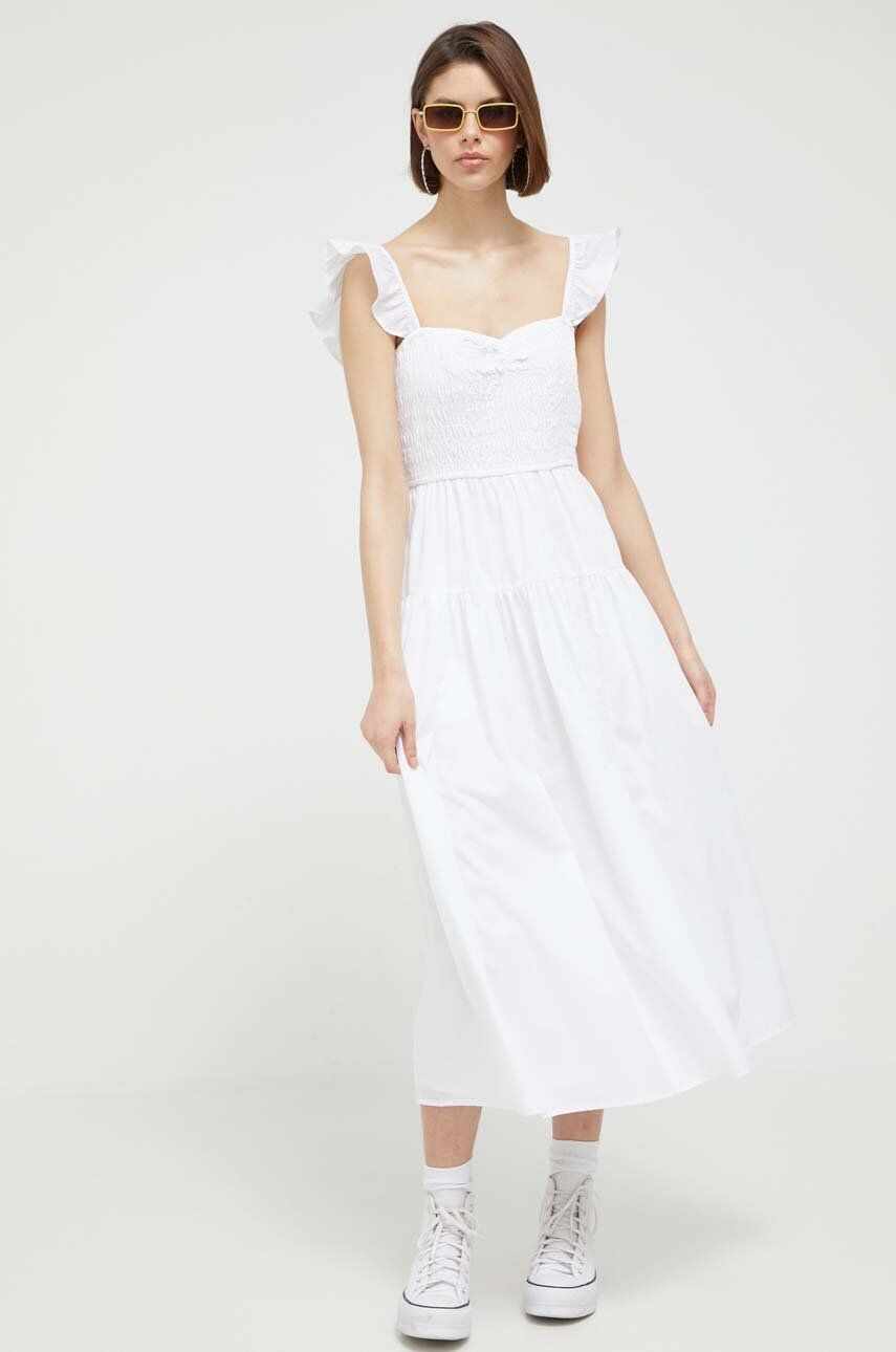 Abercrombie & Fitch rochie culoarea alb, mini, evazati