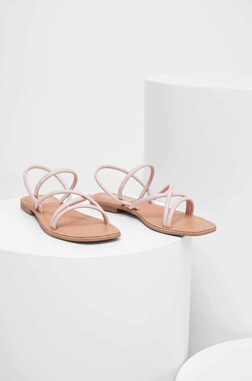 Answear Lab sandale de piele femei, culoarea roz