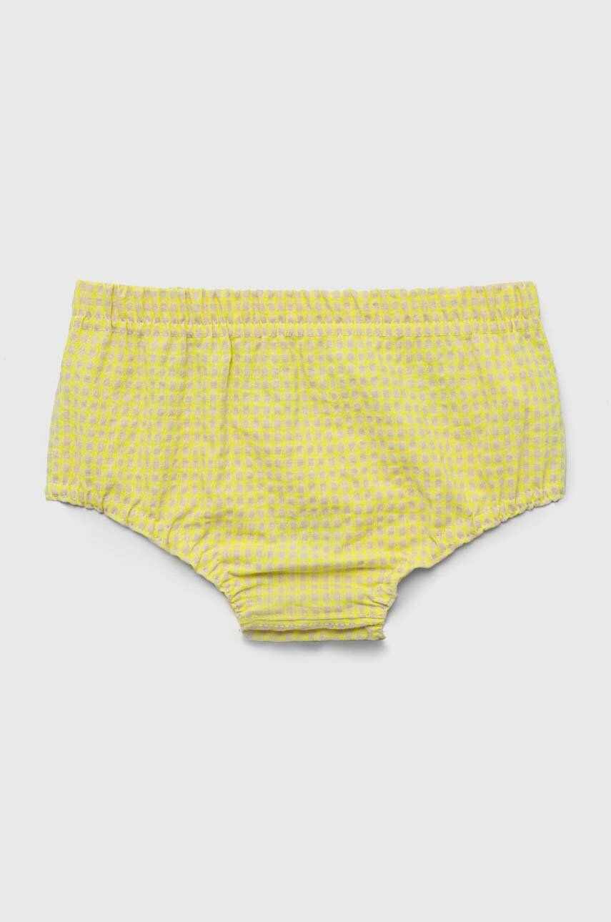 Jamiks pantaloni scurți din bumbac pentru bebeluși culoarea galben, modelator