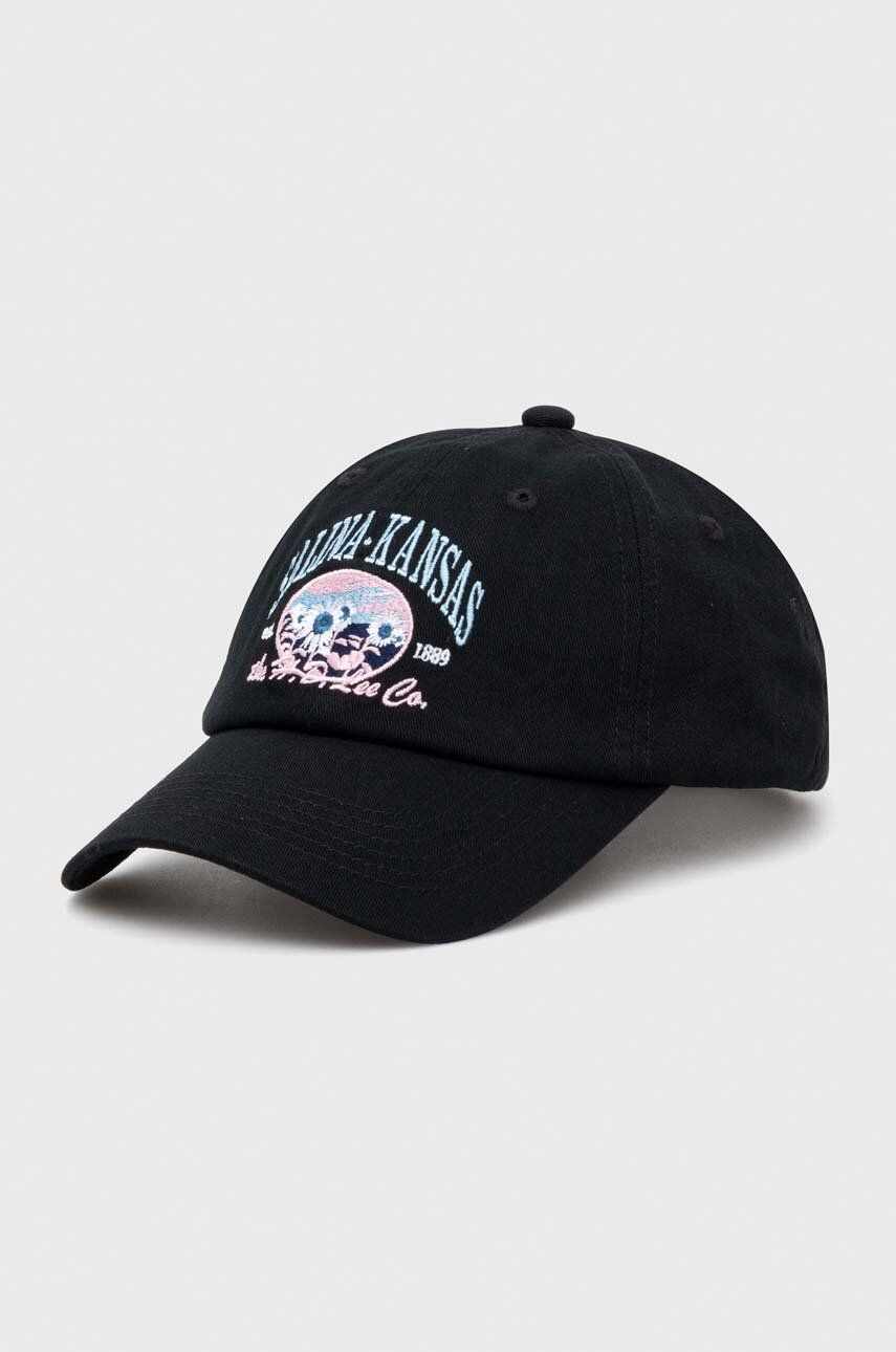 Lee șapcă de baseball din bumbac culoarea negru, cu imprimeu