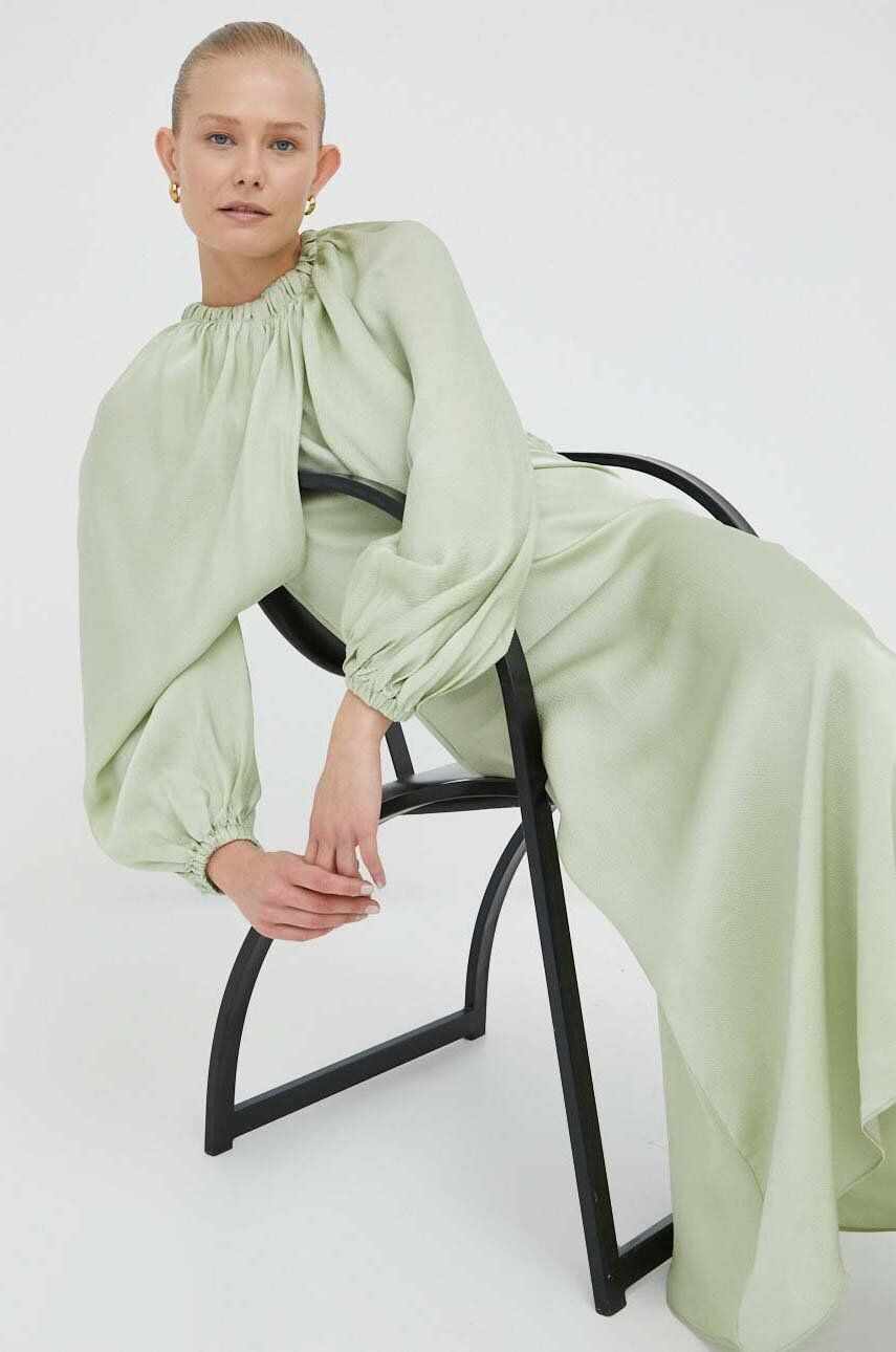 Day Birger et Mikkelsen rochie culoarea verde, maxi, drept