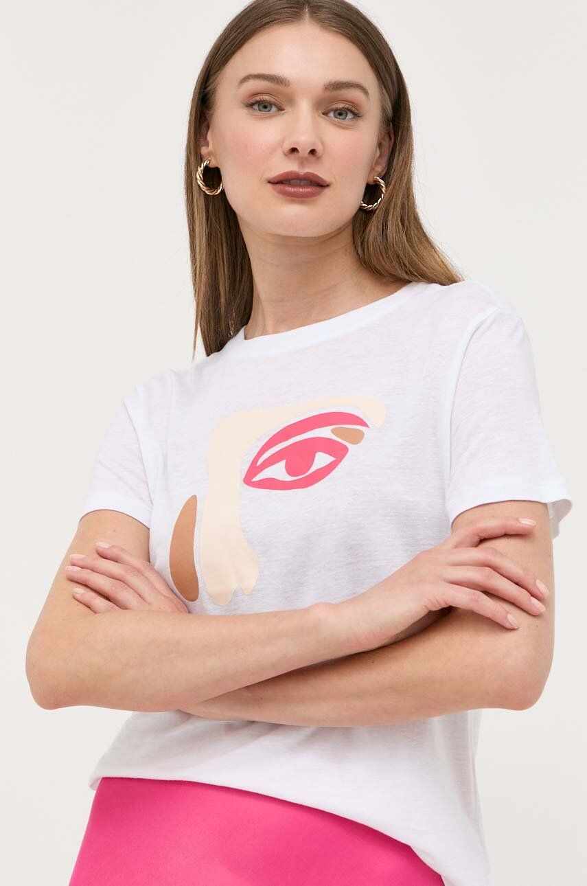 Armani Exchange tricou din amestec de in culoarea alb
