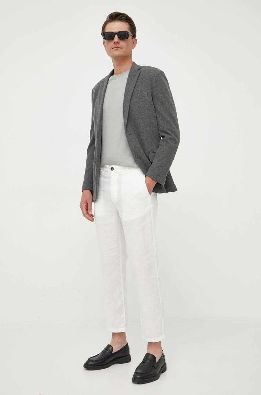 United Colors of Benetton pantaloni din in culoarea alb, drept