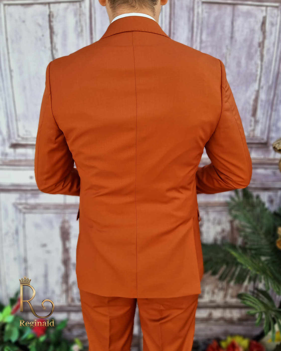 Costum portocaliu inchis, Sacou, Vesta si Pantalon, croiala slim-fit - C3188