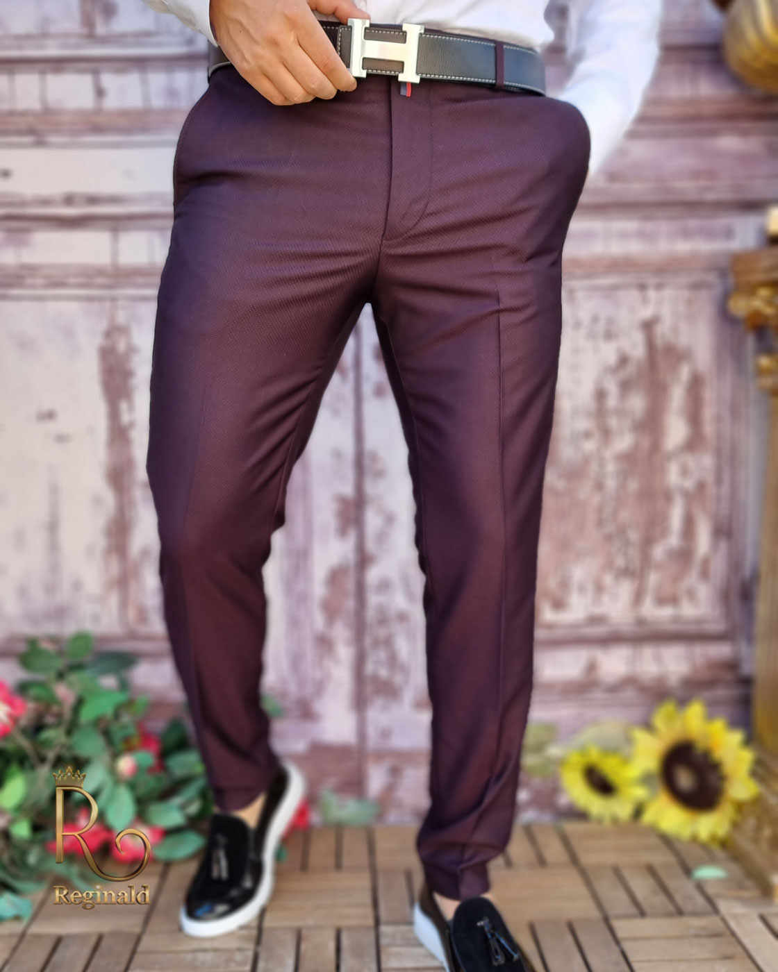 Pantaloni eleganți de bărbați, Grena, Slim Fit - PN696