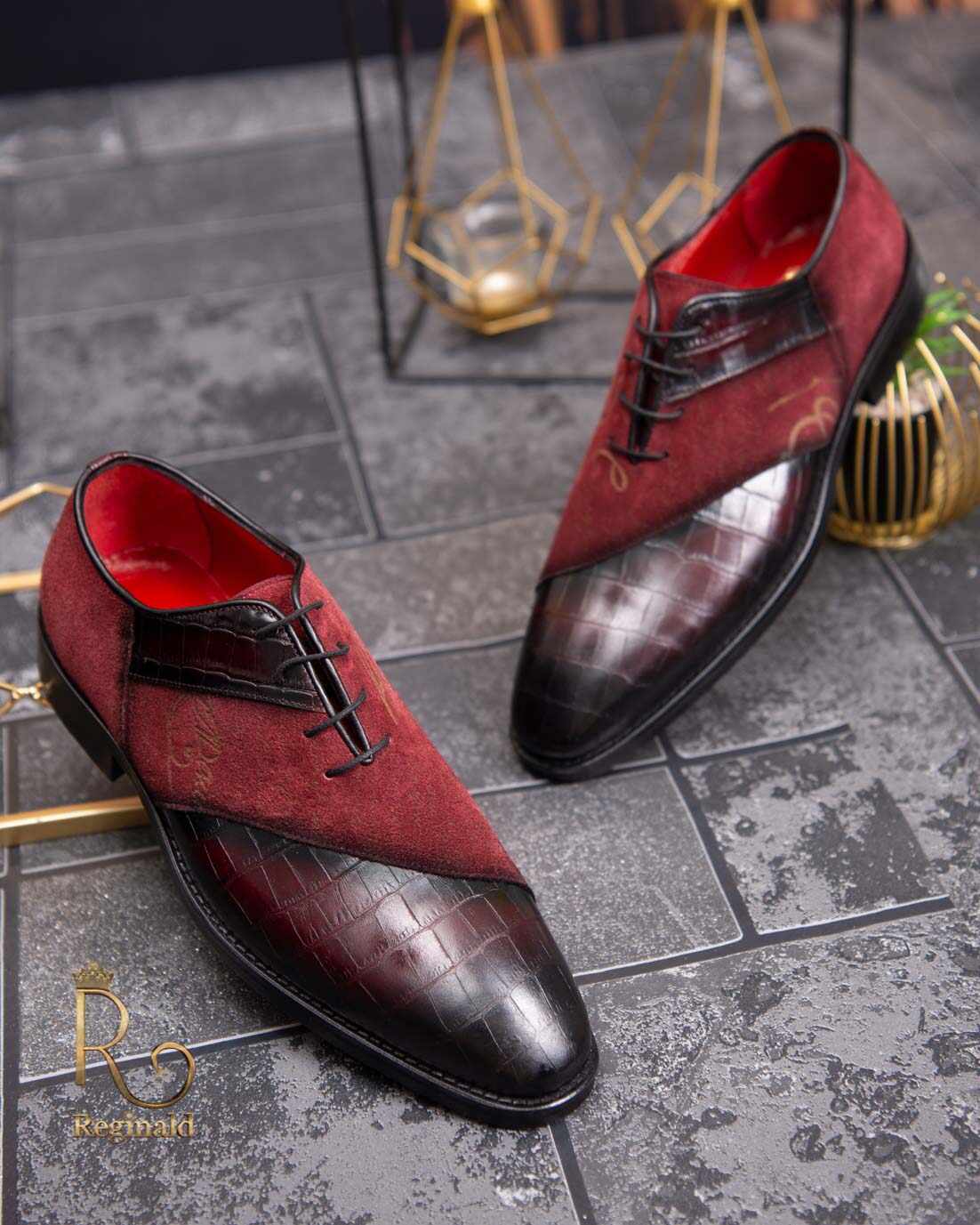 Pantofi eleganți de bărbați din piele naturala, Bordo - P1590