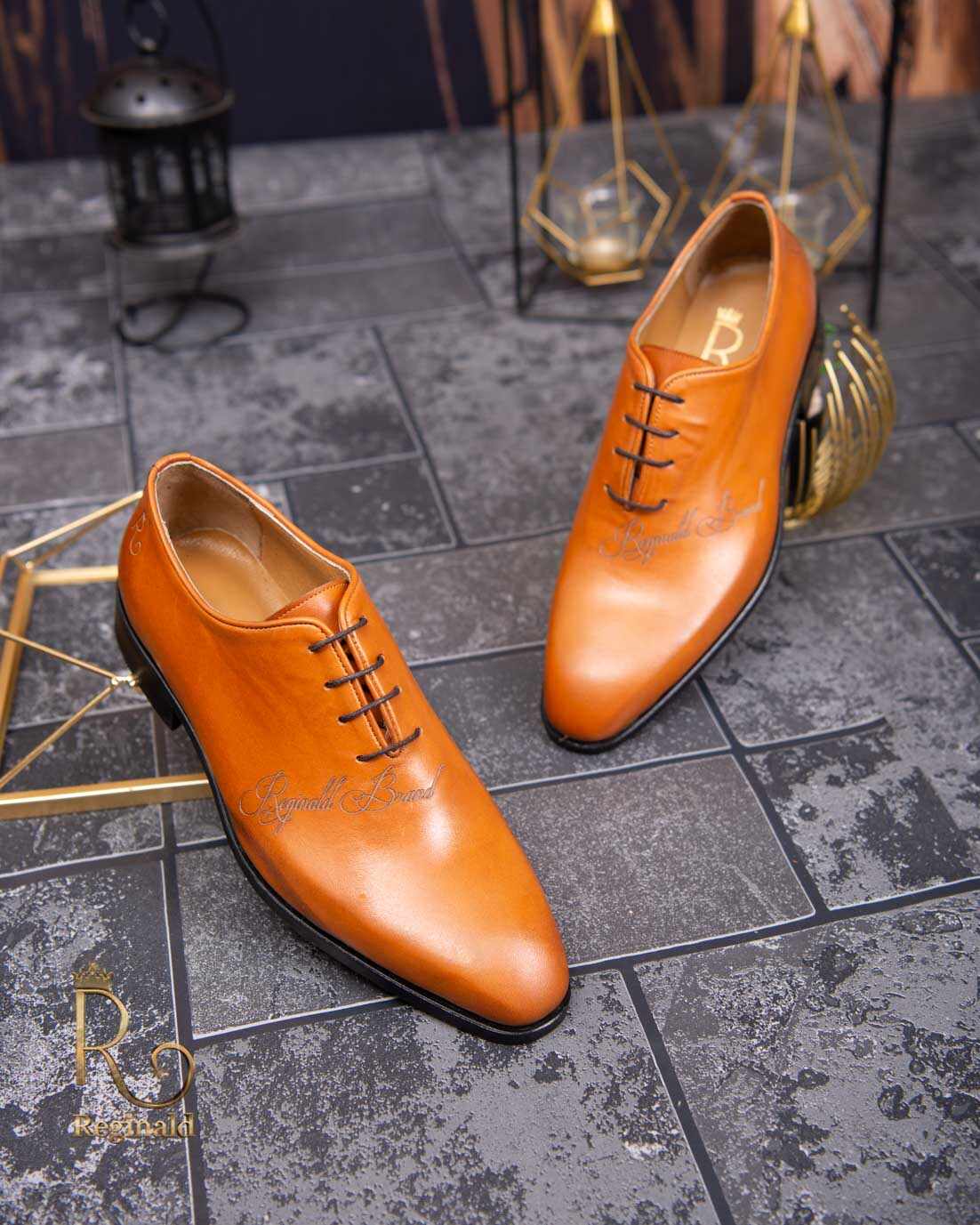 Pantofi eleganți de bărbați din piele naturala, maro deschis - P1623
