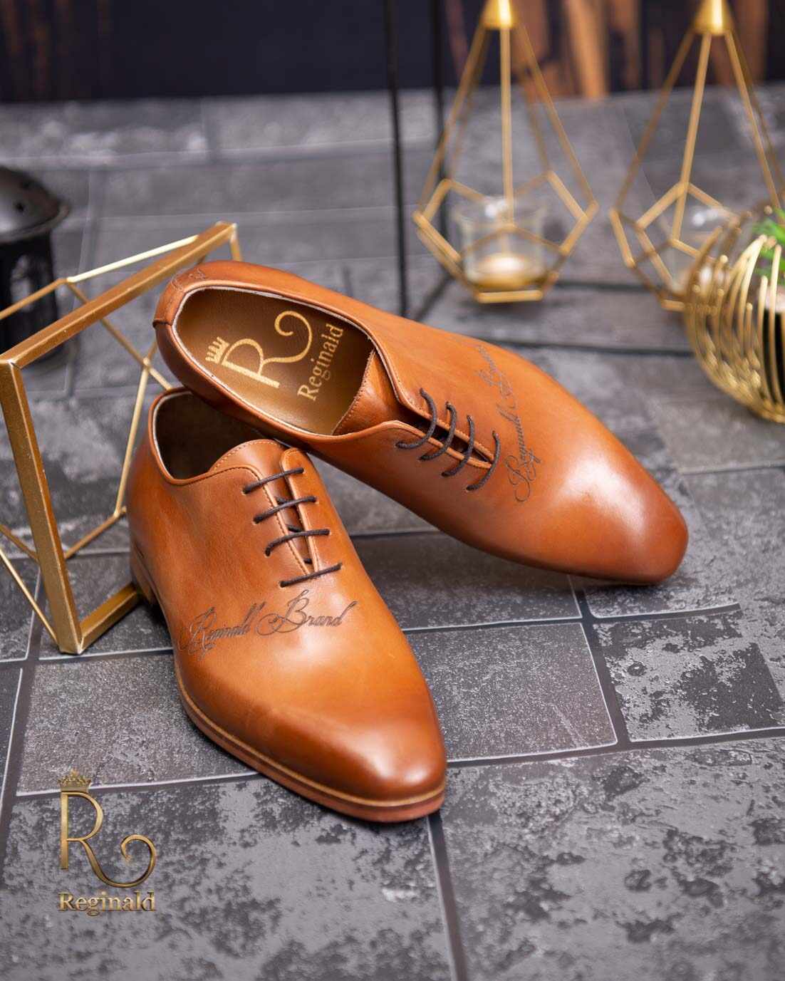 Pantofi eleganți de bărbați din piele naturala, Maro gravat - P1567