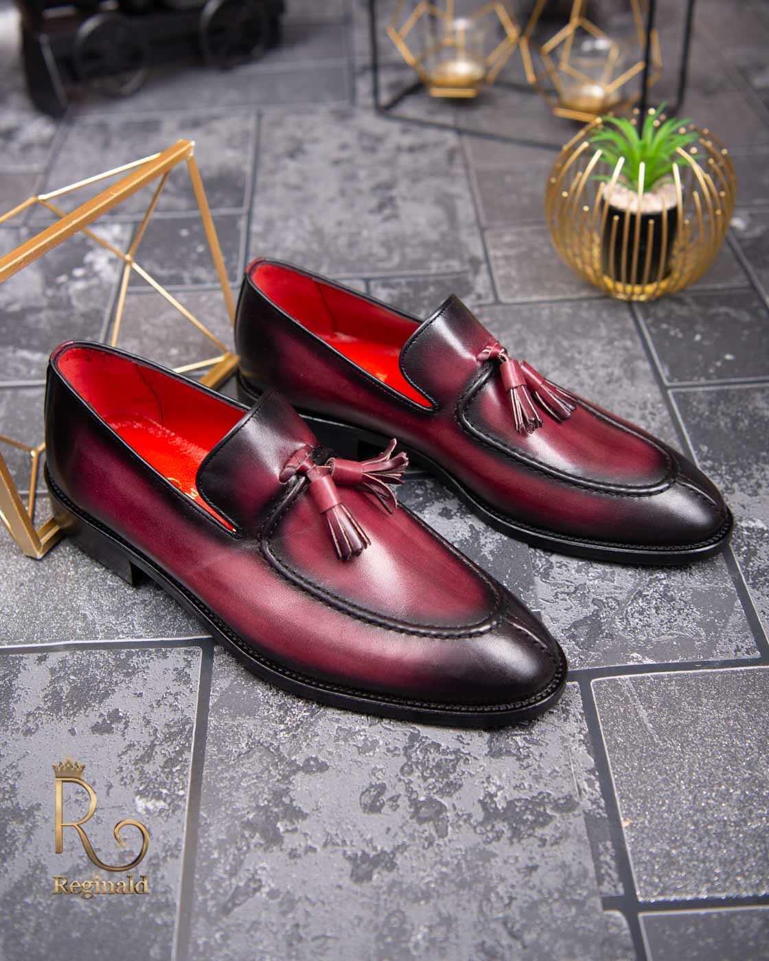 Pantofi Loafers de barbati bordo, din piele naturala Reginald - P1395