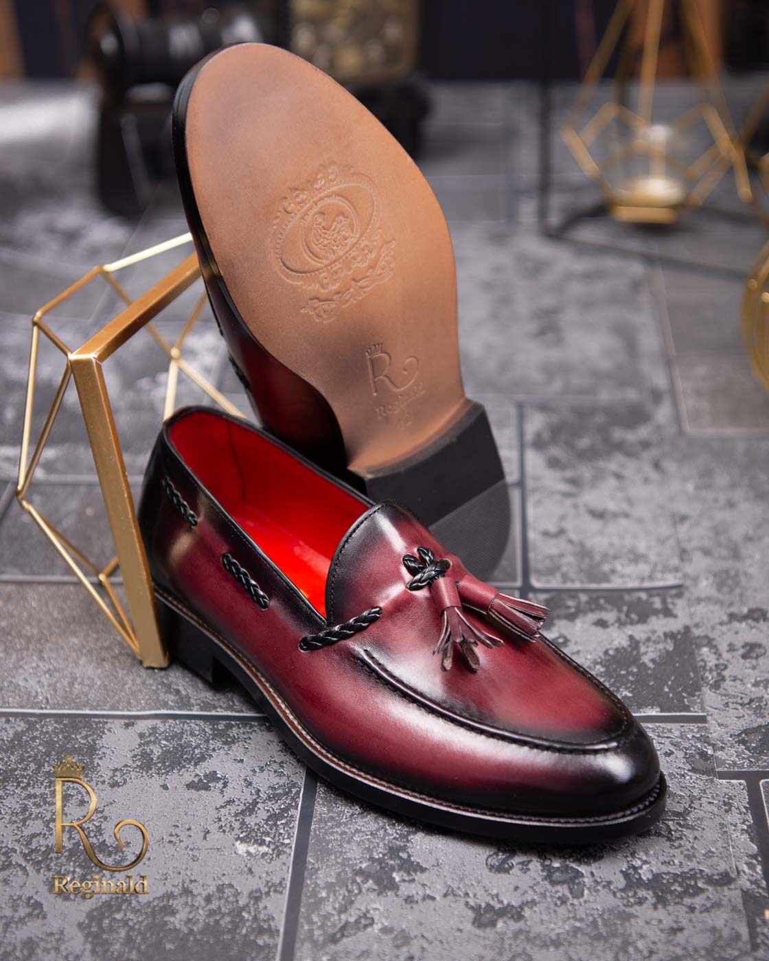 Pantofi Loafers de barbati bordo, din piele naturala Reginald - P1398
