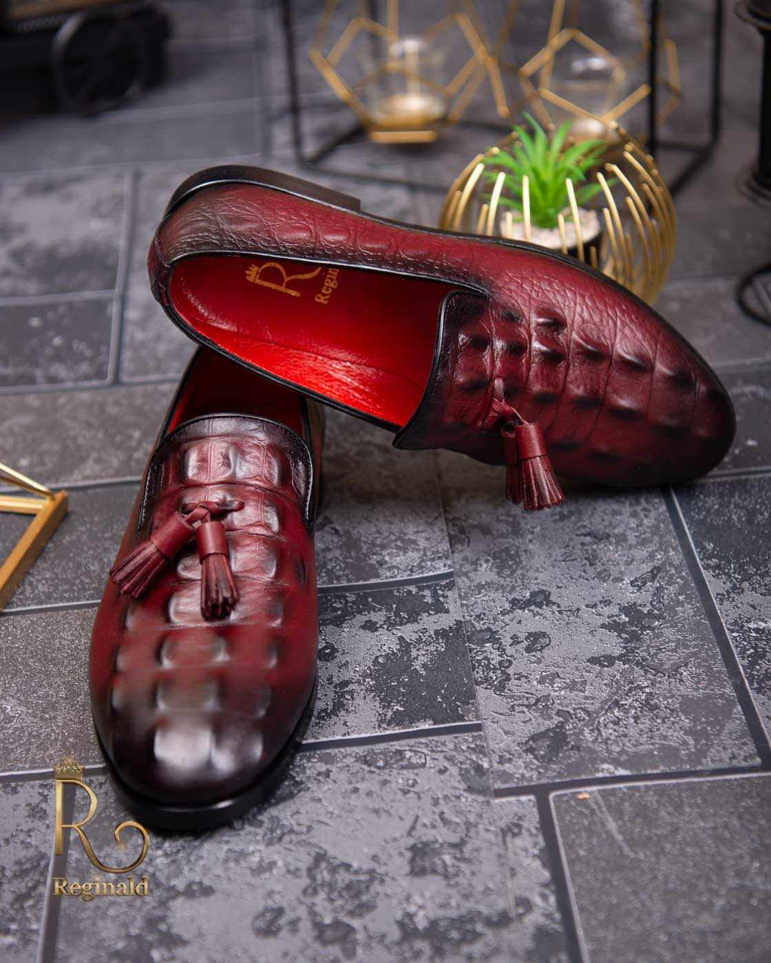 Pantofi Loafers de barbati bordo, din piele naturala Reginald - P1455