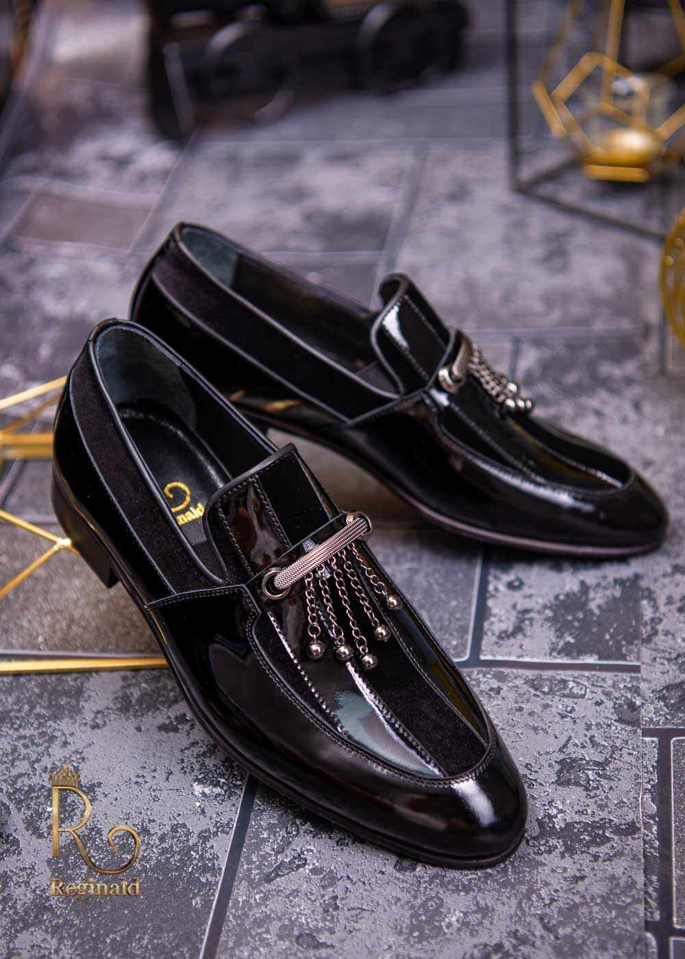 Pantofi Loafers de barbati din piele naturala, Negri catifea - P1361