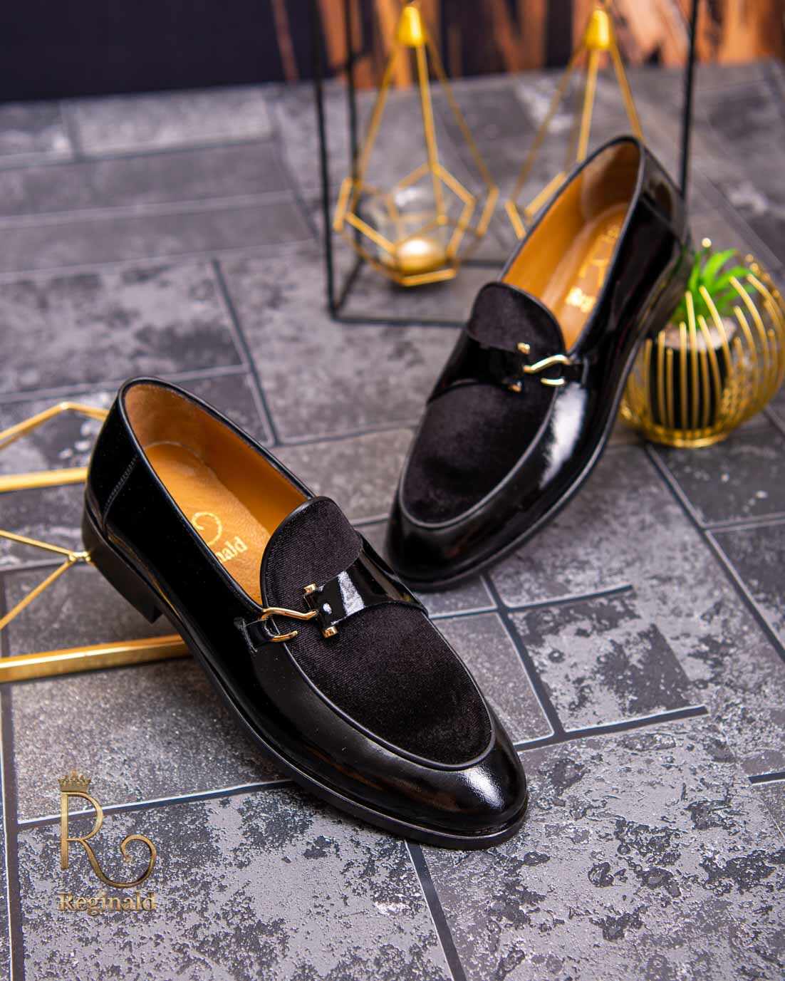 Pantofi Loafers de bărbați din piele naturala, Negru catifea - P1537