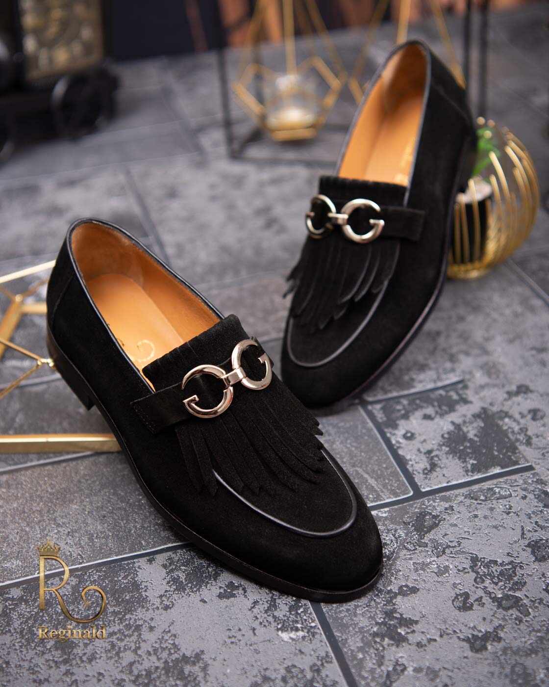 Pantofi Loafers de barbati negri, din piele naturala Reginald - P1458