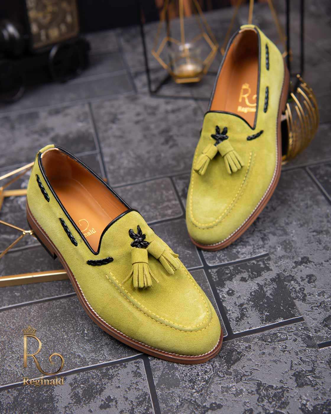 Pantofi Loafers de barbati verde deschis, din piele naturala Reginald - P1451