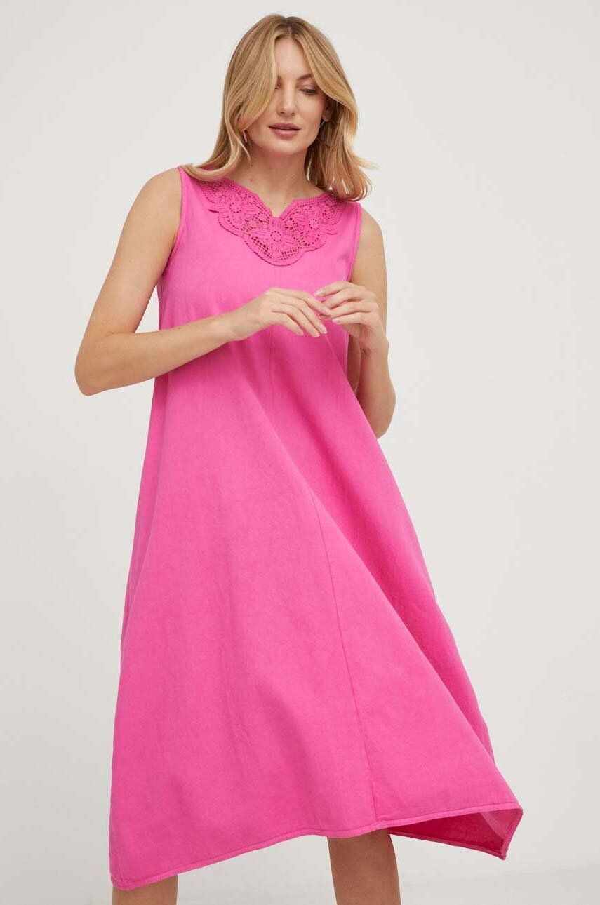Answear Lab rochie din bumbac culoarea roz, mini, mulata