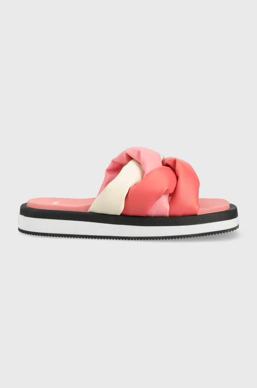 BOSS papuci Allie Braid femei, culoarea roz, 50493084